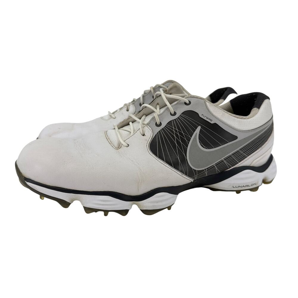 Nike Lunar Control II Golf Shoes Mens 11.5 White Flywire Spiked 552073-101